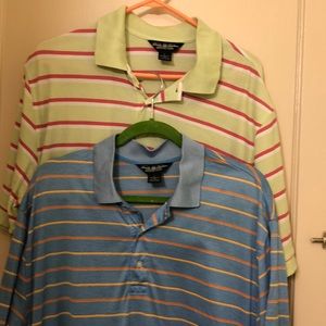 2 men’s stripped Brooks Brothers polo shirts Large